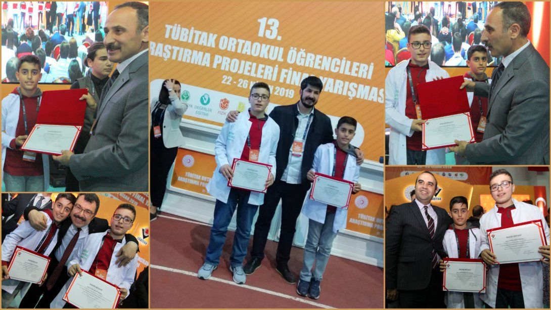 TÜBİTAK Türkiye Finallerinde Mehmet Akif İnan Hafız İmam Hatip Ortaokulu Öğrencilerimiz Fizik Alanında Türkiye 3.´sü Oldular